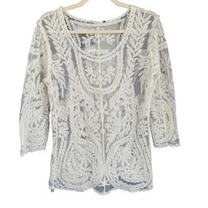 A2 Lace Tunic Top, Sheer Floral‎ Crochet, Bohemian Blouse, Romantic Chic